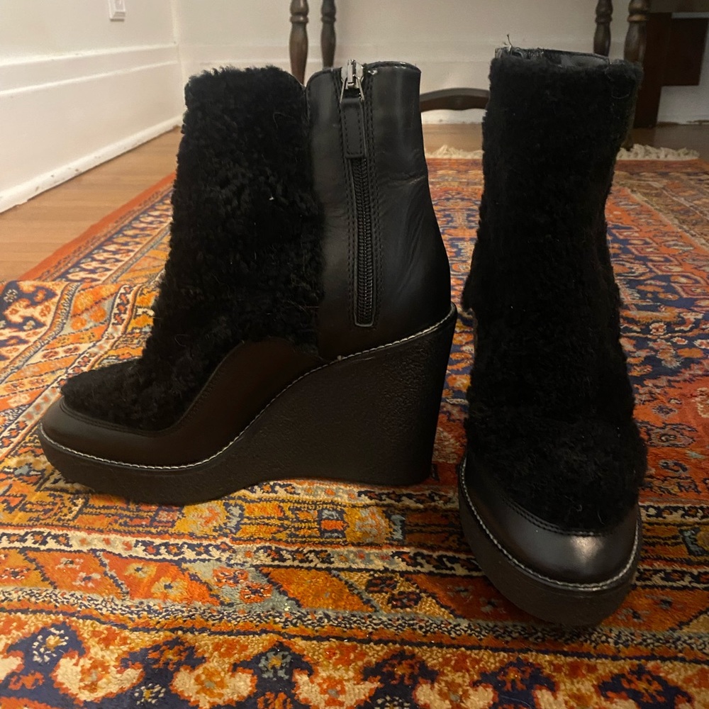 Aquatalia faux fur wedges. Size 7.